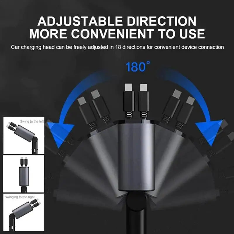 4 IN 1 100w Retractable Car Charger